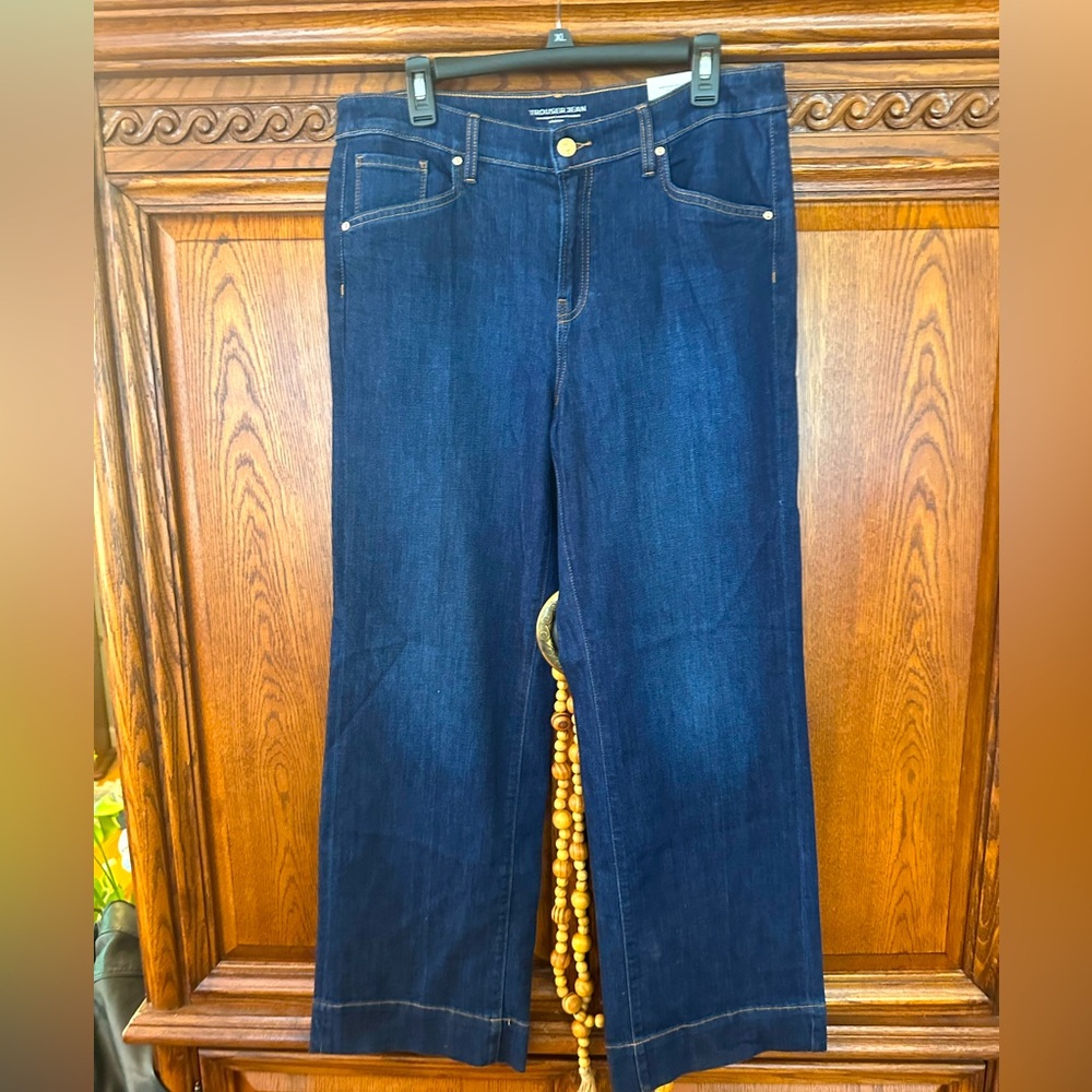 Chico's Trouser Demin Jeans Flared Wide Leg Size 2=12